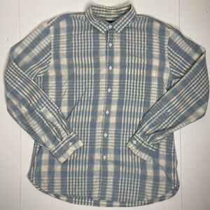 J.Crew Cotton Men’s Mountain White Button Up Plaid Shirt Sz Lg